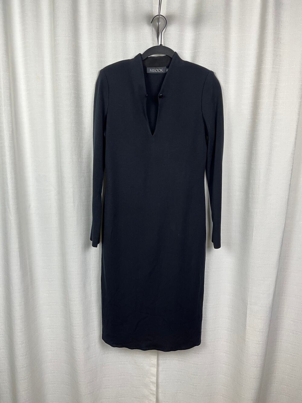 Misook Black Shift Long Sleeve Midi Dress Sz.XS